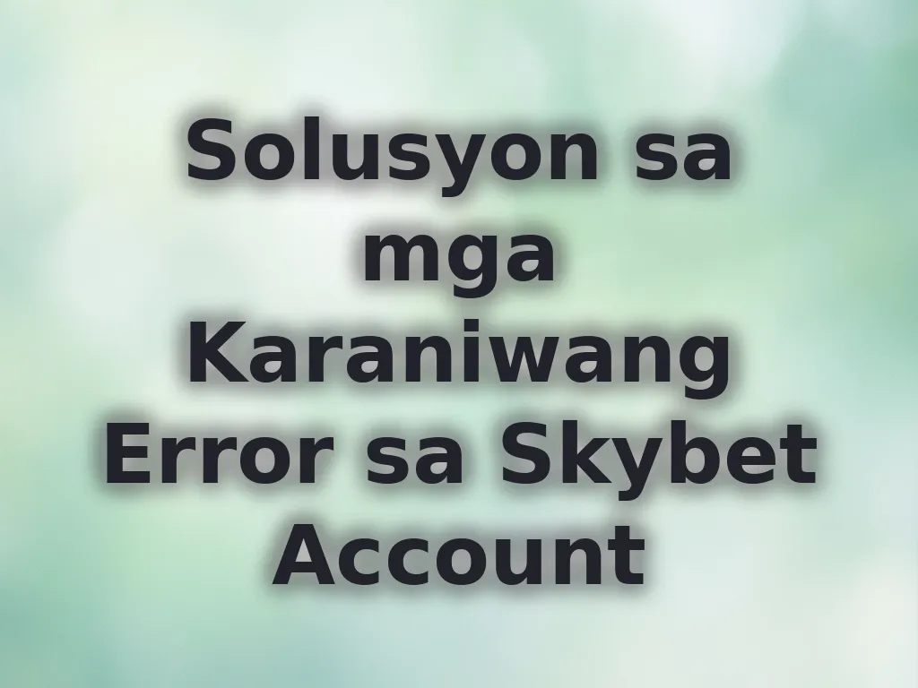 Solusyon sa Errors